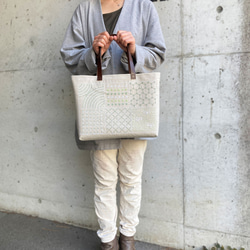 受注製作◇リネントートバッグ【緑系パッチワーク】 刺し子・麻