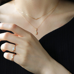 珍貴蛋白石和鑽石 K18 戒指圓形切割 ~Ello Lily~ 十月生日石 第12張的照片