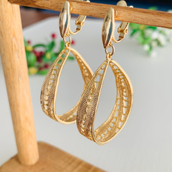 大ぶり ゴールドフープイヤリング  【Gold carving hoops 】 結婚式  発表会 12枚目の画像