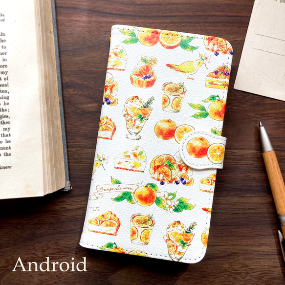 Orange Sweets手帳型スマホケース（iPhone/Android全機種対応）オレンジスイーツ 6枚目の画像