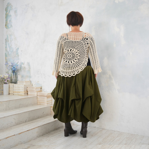 サイズ4展開＊再販＊ざっくりとした編み感＊手編み＊花模様編み