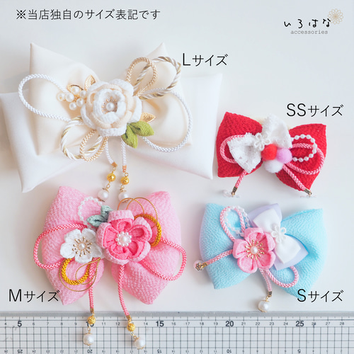 和風リボンの髪飾り 七五三 ひな祭り 和花リボン ピンク ヘアクリップ