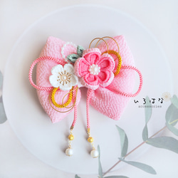 和風リボンの髪飾り 七五三 ひな祭り 和花リボン ピンク ヘアクリップ