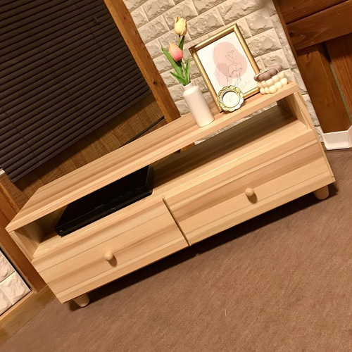杉ルーバーの木箱 テーブル 収納棚 飾棚 サイドテーブル テレビボード