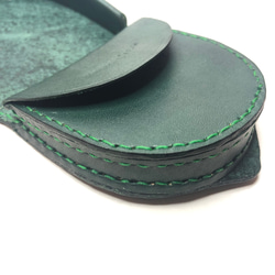 馬蹄型コインケース　ヌメ革　濃緑 3枚目の画像
