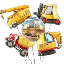 デカイ風船つきバルーン働く　車　ガーランド　お誕生日お祝い 2枚目の画像