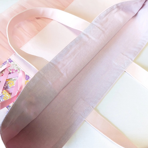 女の子*編み上げリボンとチュールのレッスンバッグ 絵本袋 習い事