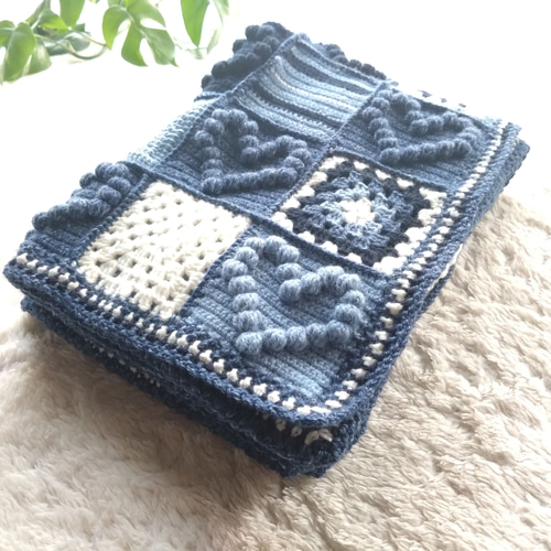 デニムリメイク ブランケット ひざ掛け ハンドメイド No.1215ハンドメイド☆ブランケット2点☆デニムリメイク☆パッチ