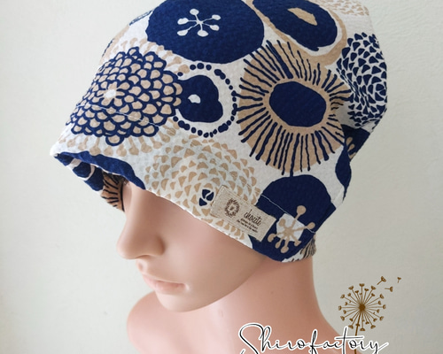 医療用ケア帽子ハンドメイド 綿100%リップル生地 mimi様専用