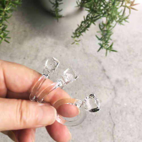 atさま専用　ガラスリング 氷の指輪 ガラス細工のクールなリング 涼し気アクセサリー透明感