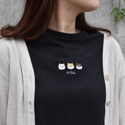 ビッグシルエット 柴犬刺繍Tシャツ 《ホワイト・ブラック・アシッドブルー・サンドベージュ》メンズ レディース 3枚目の画像