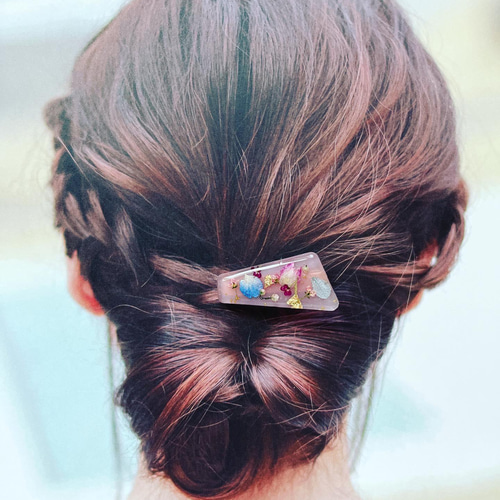 再販♡選べる押し花とドライフラワーの小さめレジンヘアクリップ 