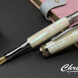 アワビ貝　ボールペン　ピンク アワビ貝の破片を散りばめた螺鈿ペン！ ペン・筆記用具