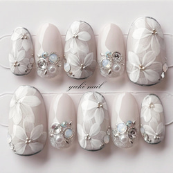 ウェディング3Dフラワーネイル05 ネイルチップ（つけ爪） yuki
