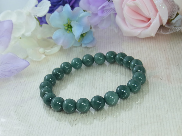 ビルマ産 本翡翠◆奇跡の石 濃厚系 モスグリーン お守り お洒落 ひすい シック パワー・ストーン 天然石ブレスF27① 19枚目の画像