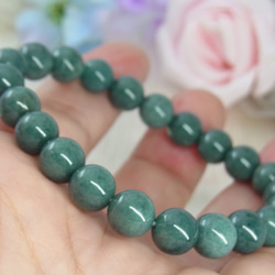 ビルマ産 本翡翠◆奇跡の石 濃厚系 モスグリーン お守り お洒落 ひすい シック パワー・ストーン 天然石ブレスF27① 6枚目の画像