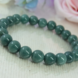 ビルマ産 本翡翠◆奇跡の石 濃厚系 モスグリーン お守り お洒落 ひすい シック パワー・ストーン 天然石ブレスF27① 15枚目の画像