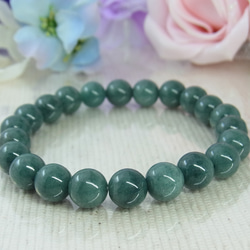 ビルマ産 本翡翠◆奇跡の石 濃厚系 モスグリーン お守り お洒落 ひすい シック パワー・ストーン 天然石ブレスF27① 10枚目の画像