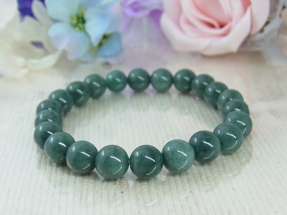 ビルマ産 本翡翠◆奇跡の石 濃厚系 モスグリーン お守り お洒落 ひすい シック パワー・ストーン 天然石ブレスF27① 10枚目の画像