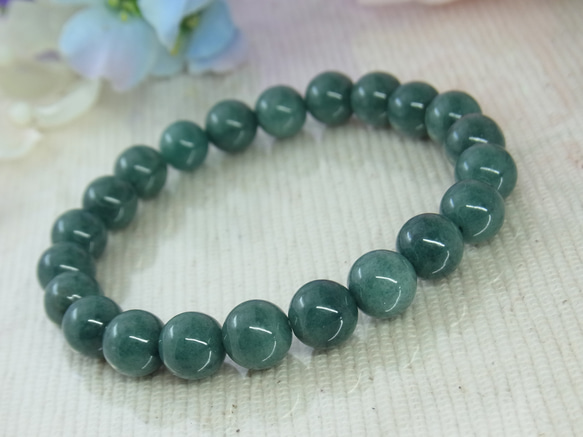 ビルマ産 本翡翠◆奇跡の石 濃厚系 モスグリーン お守り お洒落 ひすい シック パワー・ストーン 天然石ブレスF27① 13枚目の画像