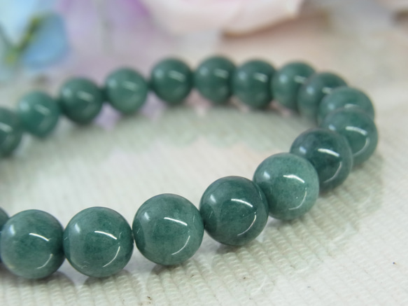 ビルマ産 本翡翠◆奇跡の石 濃厚系 モスグリーン お守り お洒落 ひすい シック パワー・ストーン 天然石ブレスF27① 7枚目の画像