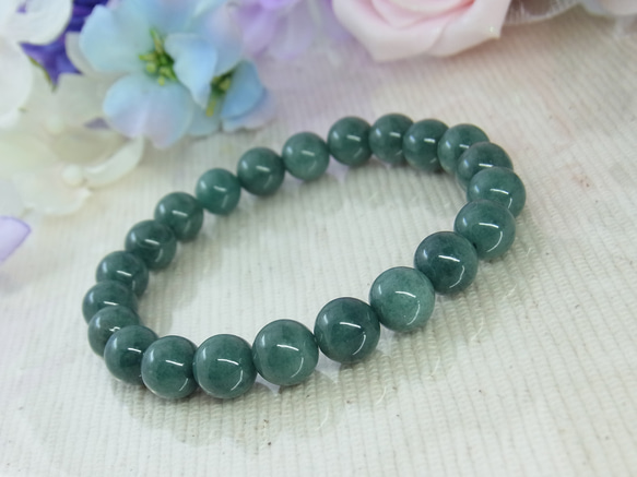 ビルマ産 本翡翠◆奇跡の石 濃厚系 モスグリーン お守り お洒落 ひすい シック パワー・ストーン 天然石ブレスF27① 17枚目の画像