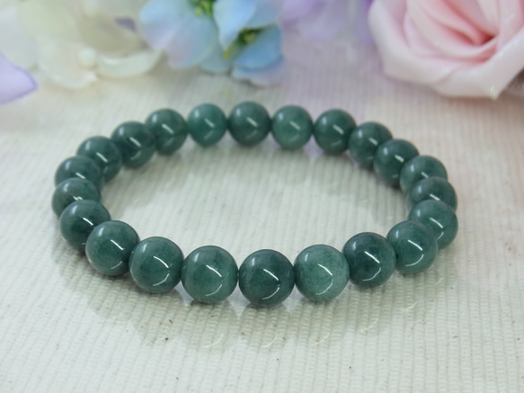 ビルマ産 本翡翠◆奇跡の石 濃厚系 モスグリーン お守り お洒落 ひすい シック パワー・ストーン 天然石ブレスF27① 4枚目の画像