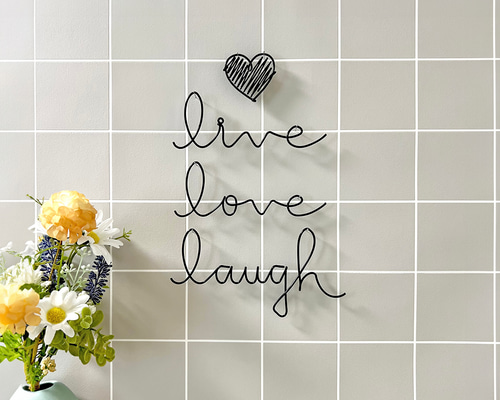 live, love, laugh 」 ハート ワイヤーアート レタリング 壁飾り