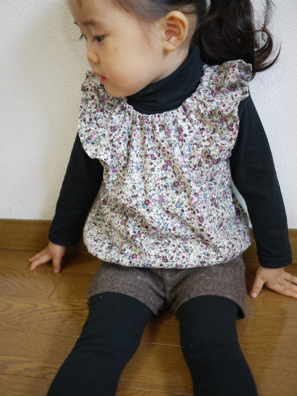 ＹＯＮＥ　子供用フリルブラウスの型紙　90~130ｻｲｽﾞ全サイズ記載　リバティ　子供服　パターン　 4枚目の画像