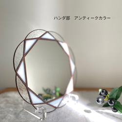 【予約販売】“ Feng shui  Flower  Mirror "  風水・お花の八角鏡(ホワイト&クリア) W29 5枚目の画像