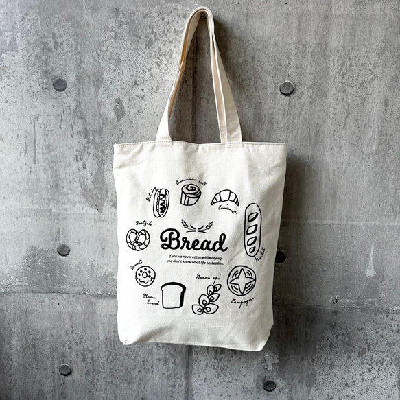 【 A4対応 】オリジナルキャンバストートバッグ（Bread）／通勤通学バッグ カジュアル 7枚目の画像