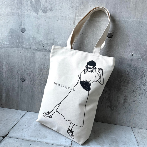 オリジナルキャンバストートバッグ（Girl）旅行 お出かけ 春夏