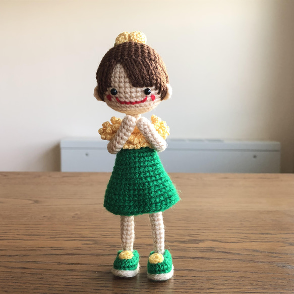 受注制作】春のお花をイメージしたあみぐるみの女の子*たんぽぽちゃん  