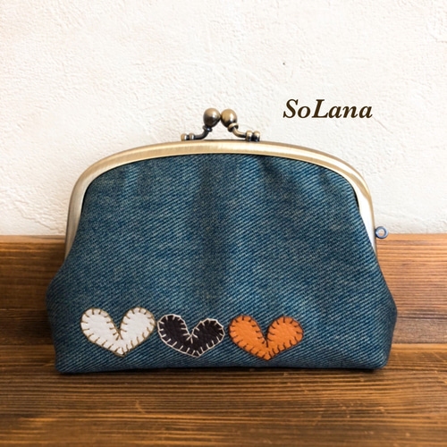ミニハート×デニム◇親子がま口財布 がま口 SoLana 通販｜Creema  