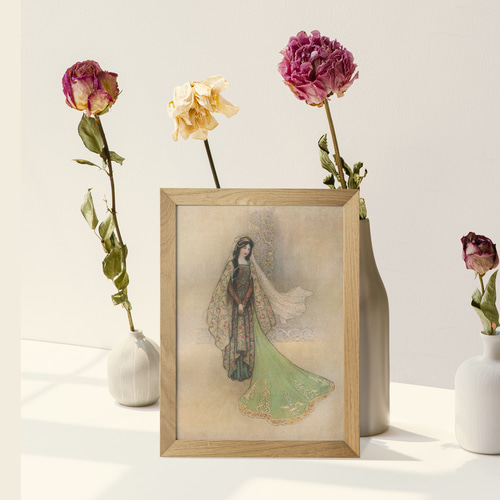 NO.156】エスニックな花嫁衣裳の絵画アートポスター☆レトロ