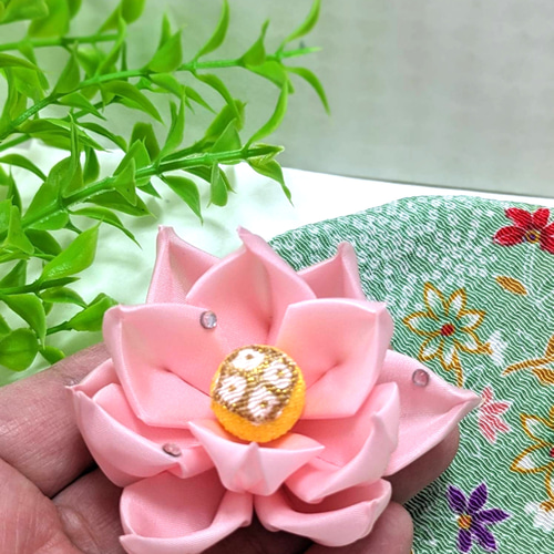 ちりめん細工 歳時記『初夏』 蓮の花と福かえる 即納できます！ その他
