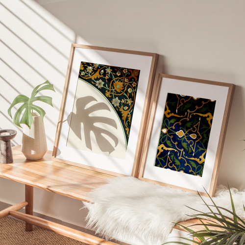 NO.158】オリエンタルなヴィンテージ模様アートポスター☆モダン