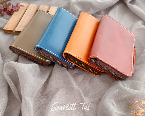 限定商品」本革 ヌメ革 L字ファスナー コンパクト 小銭入れ 財布