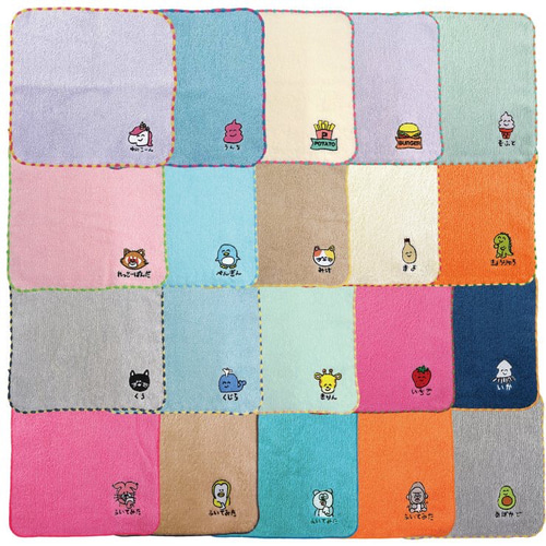 2枚 ミニタオル おえかきさん ハンカチ ハンドタオル 20種類 お手拭き