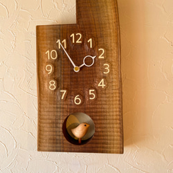 木製ストライプデザイン置時計　工房Yさんの作品1点物‼️ 小鳥の時計 掛け時計・置き時計 木工舎さきもと 通販 11861416｜Creema