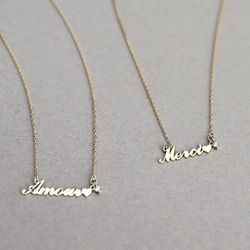 Love letter Necklace K10 / K18 ネームネックレス ダイヤモンド / 誕生石 セミオーダー 1枚目の画像