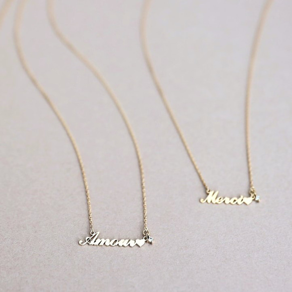 Love letter Necklace K10 / K18 ネームネックレス ダイヤモンド / 誕生石 セミオーダー 3枚目の画像