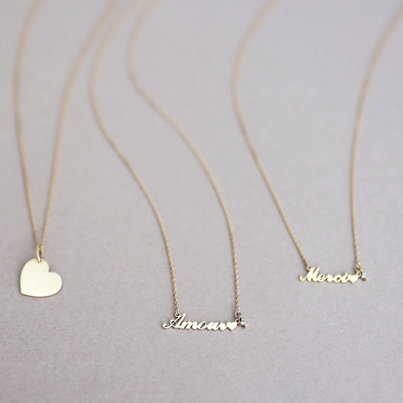 Love letter Necklace K10 / K18 ネームネックレス ダイヤモンド / 誕生石 セミオーダー 2枚目の画像