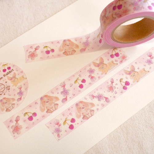 マステ＋ミニカード] ✳︎動物刺繍デザイン✳︎ Cherry blossom
