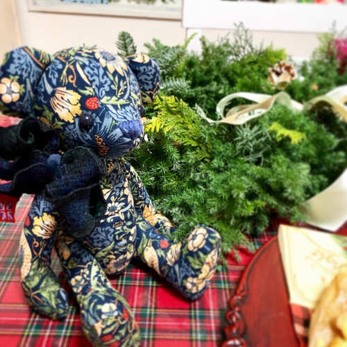 テディベア 選べるMorris生地 ハンドメイドのぬいぐるみ プレゼント