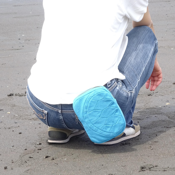 手ぶらで海へ。海亀ぽっけ コバルトブルー＊手ぶら愛好家専用拡張ポケット Cobalt Blue 2枚目の画像
