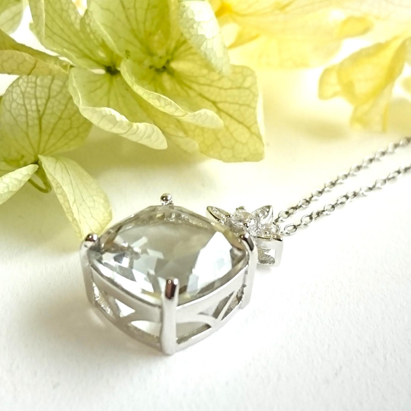 再販多数！ 大きめ！ グリーンアメジスト 天然石 キラキラ 星形 バチカン Ｓ925 12×12mm 2枚目の画像