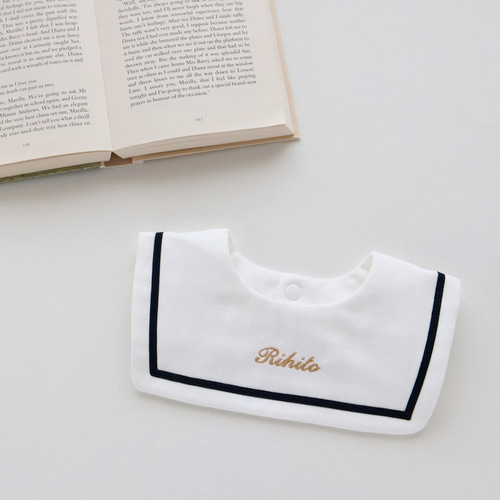 セーラー スタイ ⚓ ホワイト 名入れ 刺繍 スタイ・よだれかけ