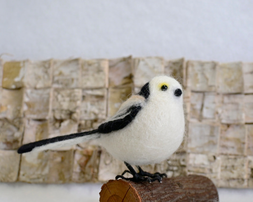 受注後制作】羊毛フェルト 小鳥 野鳥 卓上マスコット シマエナガ 羊毛