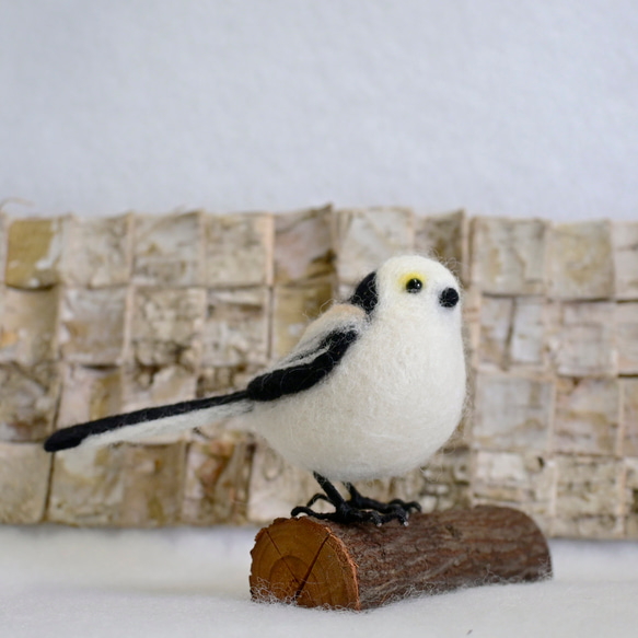 受注後制作】羊毛フェルト 小鳥 野鳥 卓上マスコット シマエナガ 羊毛